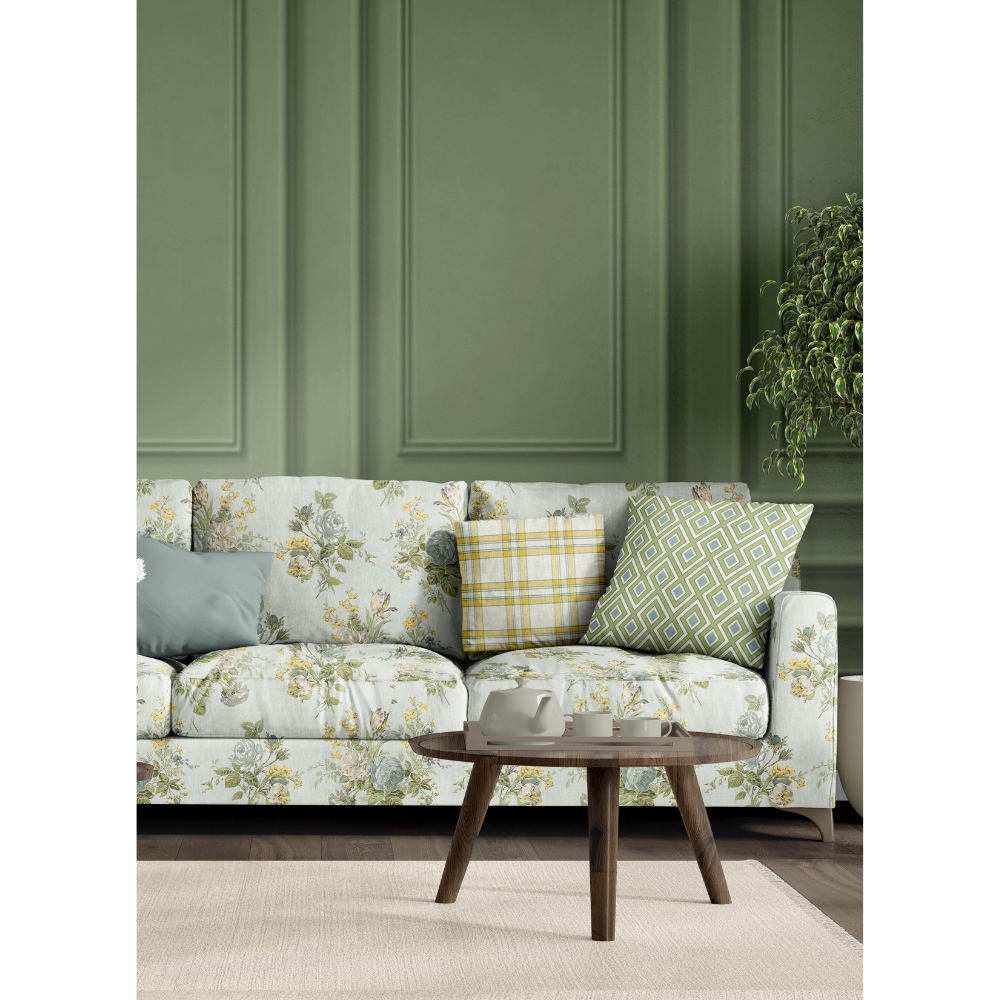 ENGLISH VILLA FLOWERING PRINT BASE LIGHT BLUE SOFA FABRICS