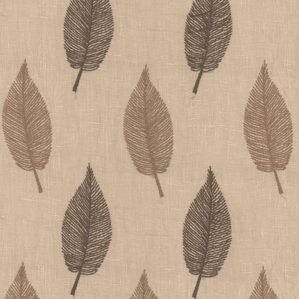 LUCY EMBROIDERY COTTON  POLYESTER LEAF SHEER CURTAIN  FABRIC