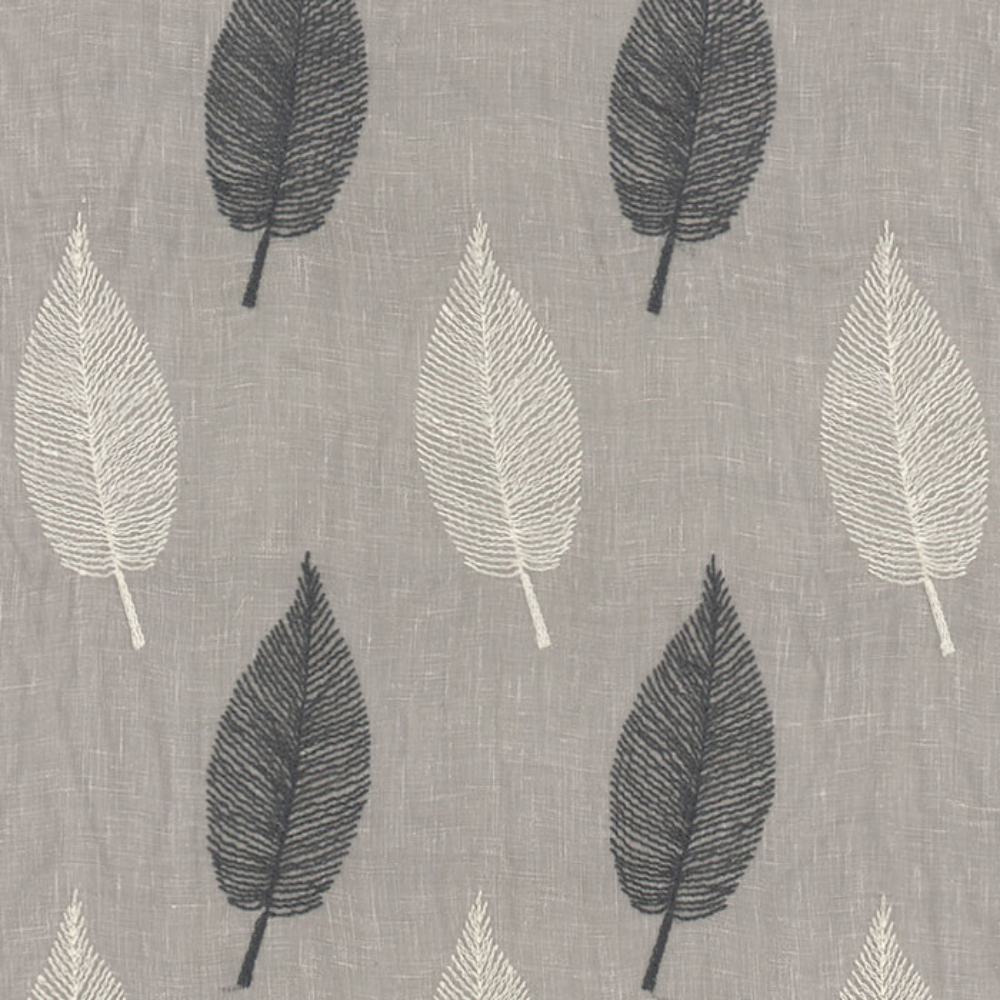 LUCY EMBROIDERY COTTON  POLYESTER LEAF SHEER CURTAIN  FABRIC