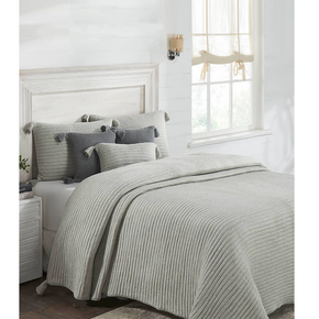 Waseme King Size Bed Cover & 2 Pillow Covers With 3 Cushion Covers (Set Of 6) Vanilla Grey Melange