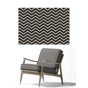 CARBON UPHOLSTERY POLYESTER JUTE WAVES BLACK FABRIC RF 209