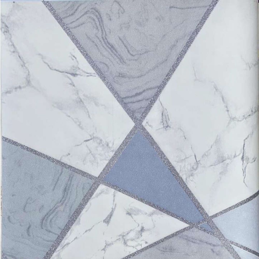 HOME DECOR GEOMETRIC MARBLE CUT SILVER MONACO WALLPAPERS