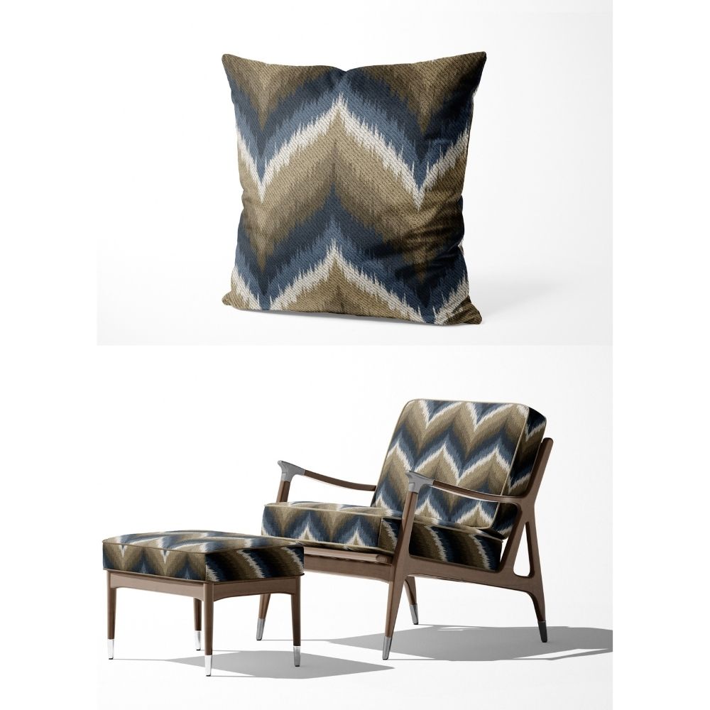 IKAT-II  ZIGZAG BLACK UPHOLSTERY AND CUSHION COVER FABRICS