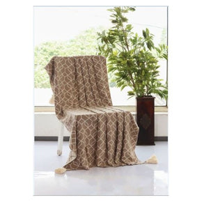 Trellis Knitted AC Throw Blanket Stone (7) & Natural(1)