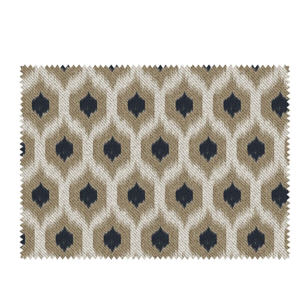 IKAT-II GEOEMTRIC BLACK AND BEIGE WHITE UPHOLSTERY AND CUSHION COVER FABRICS