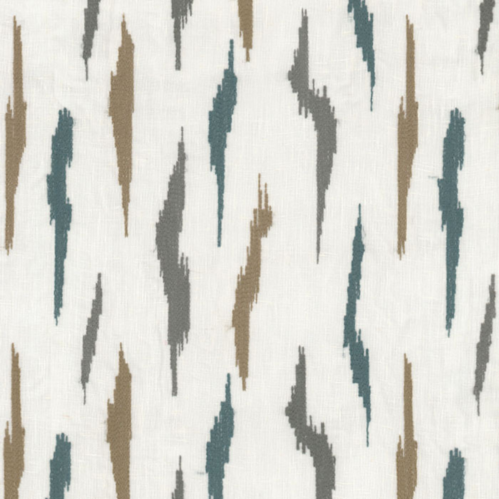 LUCY EMBROIDERY COTTON POLYESTER ABSTRACT SHEER CURTAIN FABRIC