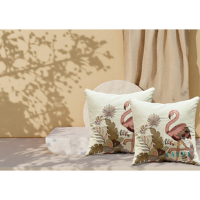Embroidered Cushion Cover  Conceal Zip GRAY ostrich A