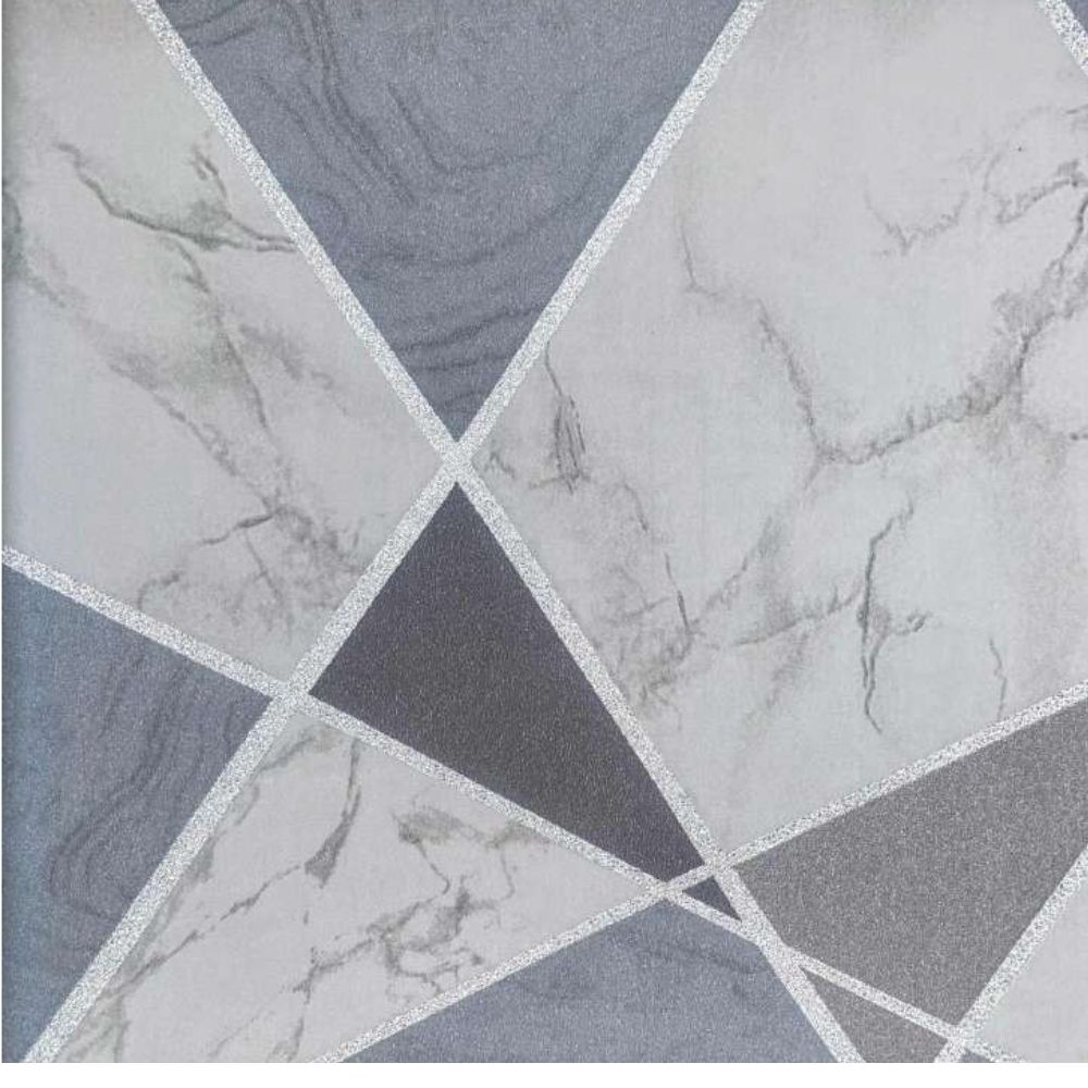 HOME DECOR GEOMETRIC SILVER WHITE MARBLE CUT MONACO WALLPAPERS