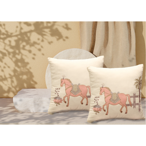 Embroidered Cushion Cover  Conceal Zip GRAY HORSE B