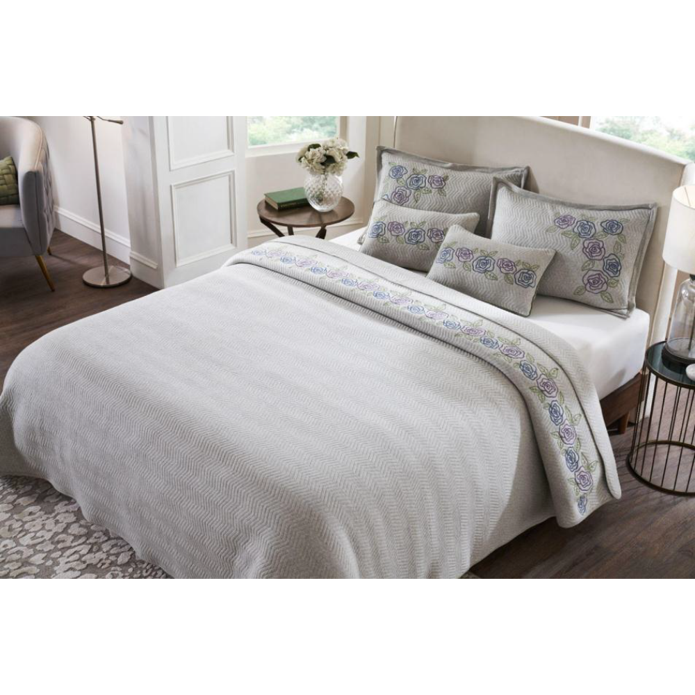 Arya King Size Bed Cover & 2 Pillow Covers With 2 Cushion Covers in Bag Packaging (Set Of 6)