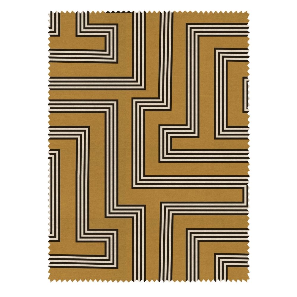 BEYOND BLACK GEOMETRIC YELLOW POLYESTER SOFA  FABRICS