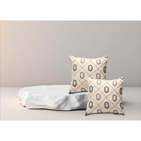 Embroidered Designer Cushion Cover FLAP ZIP  GRAY GEOMETRIC