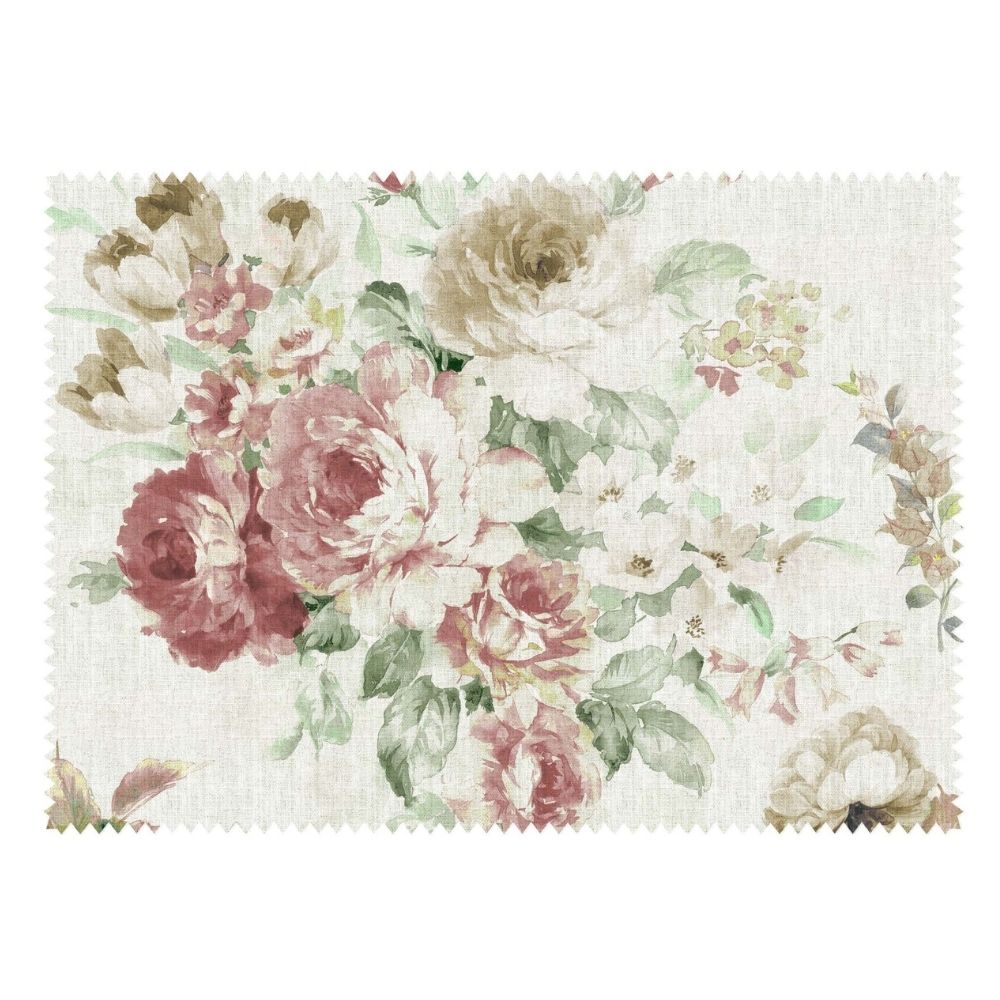 ENGLISH COTTAGE PRINT FLOWER WHITE RED FLOWER  CURTAIN  FABRICS