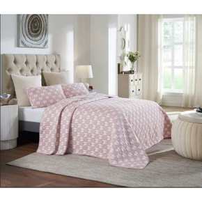 Ribbons King Size Bed Cover & 2 Pillow Covers (Set Of 3)