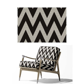 CARBON UPHOLSTERY POLYESTER JUTE GEOMETRIC BLACK & WHITE FABRIC RF 208