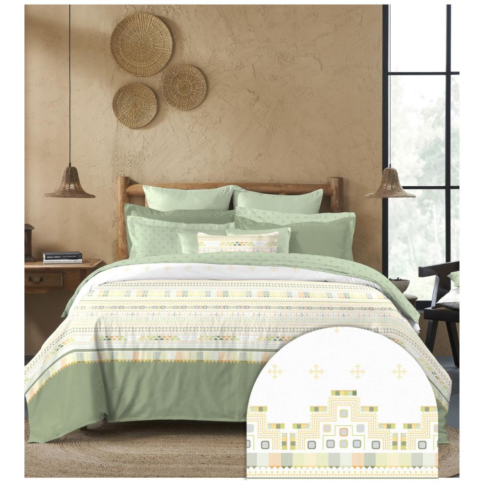 SANSKRITI SHISHA OLIVE BHARAT KING SIZE BEDSHEET