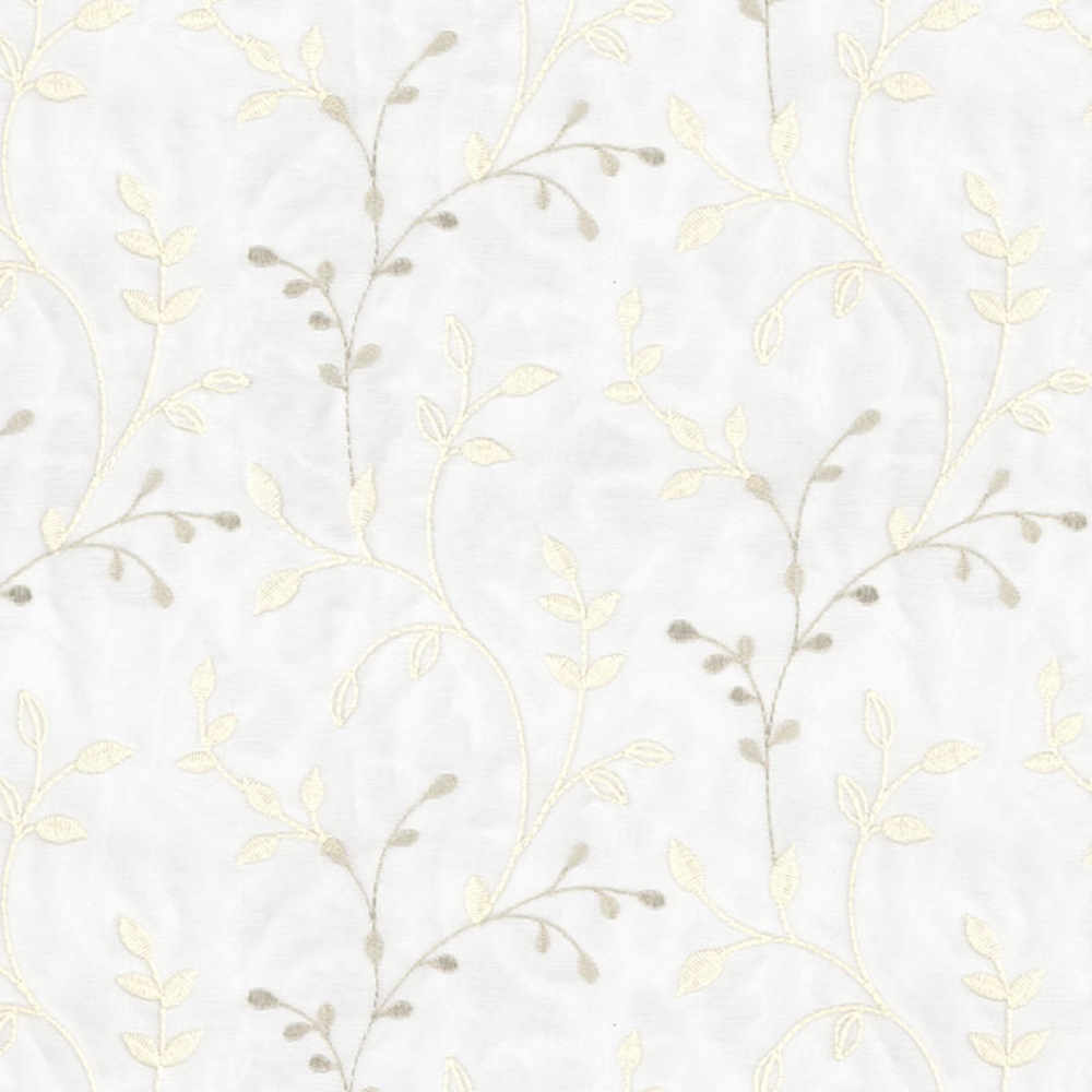 MORRIS POLYESTER EMBROIDERY COTTON LEAF ALOWER SHEER CURTAIN  FABRIC