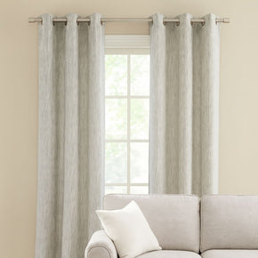 Ready-Made Elegant Grey Textured Polyester Eyelet Curtain