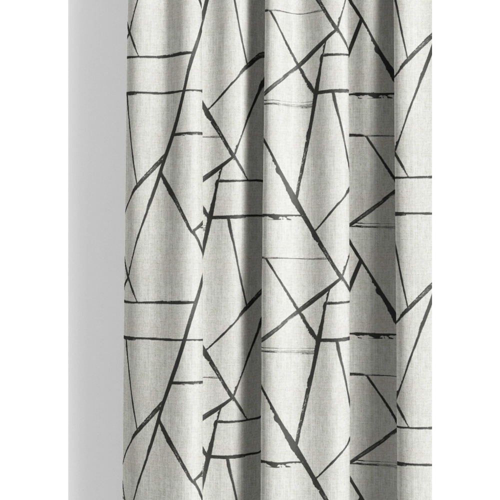 Amazon White Linen Blend Curtain Fabric –SR No AW_933- Modern Black Collection