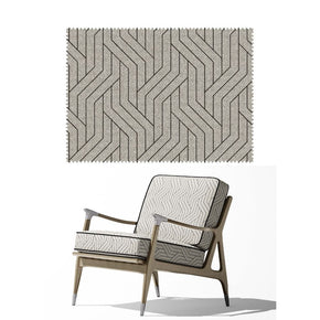 CARBON UPHOLSTERY POLYESTER JUTE GEOMETRIC FABRIC RF 202
