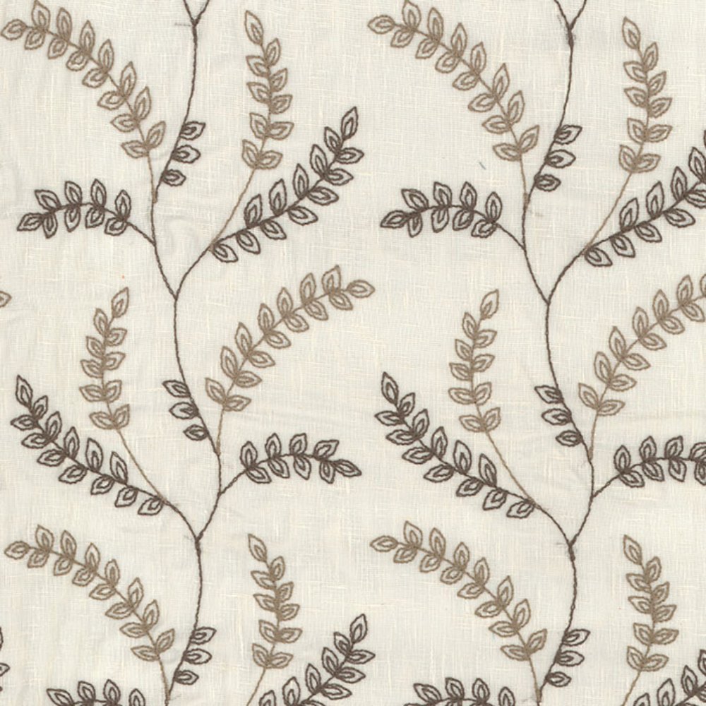 LUCY EMBROIDERY POLYESTER LEAF ALOWER SHEER CURTAIN FABRIC