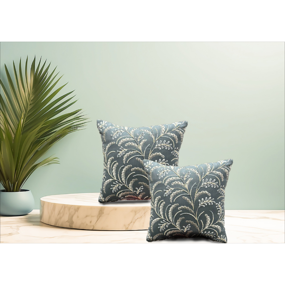 Embroidered Designer Cushion Cover FLAP ZIP  Small leaf