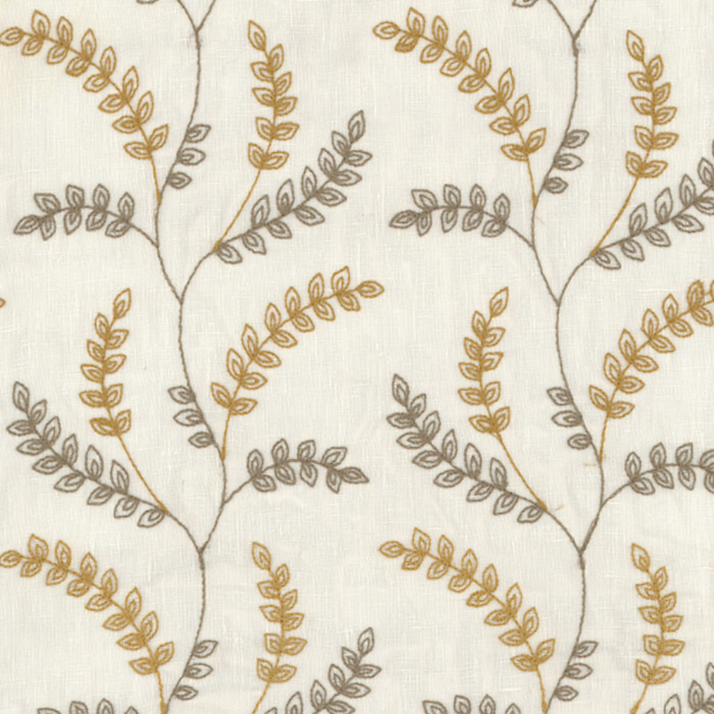 LUCY EMBROIDERY POLYESTER LEAF ALOWER SHEER CURTAIN FABRIC