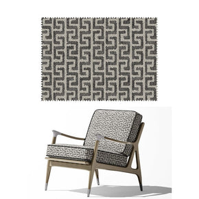 CARBON UPHOLSTERY WAVES POLYESTER JUTE FABRIC RF 222