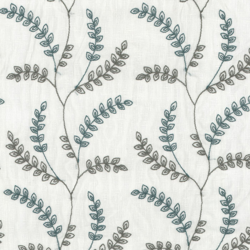 LUCY EMBROIDERY POLYESTER LEAF ALOWER SHEER CURTAIN FABRIC