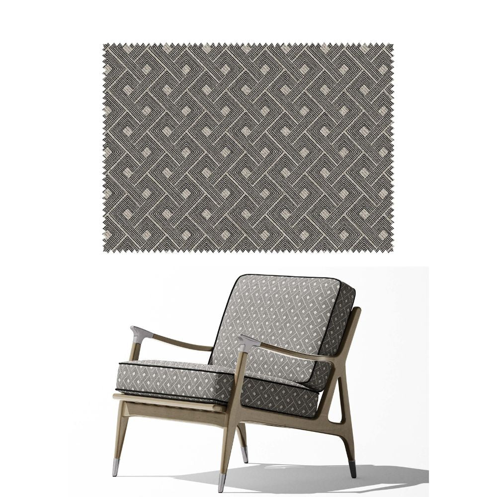CARBON  CHAIR JUITE POLYESTER  GEOEMTRIC BASE WHITE UPHOLSTERY FABRIC RF 203