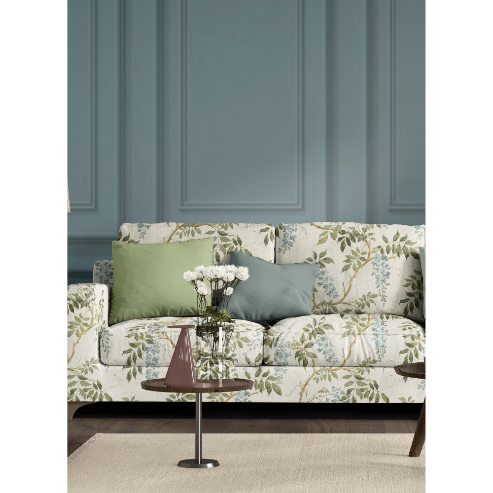 ENGLISH VILLA  LIGHT GREEN GREY FLOWER  PRINTED SOFA FABRICS