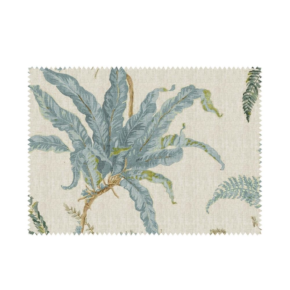 ENGLISH COTTAGE PRINT BLUE BIG LEAF  CURTAINS FABRICS