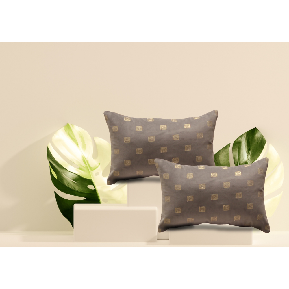 Sequence Embroidered Cushion Cover Conceal Zip gray golden