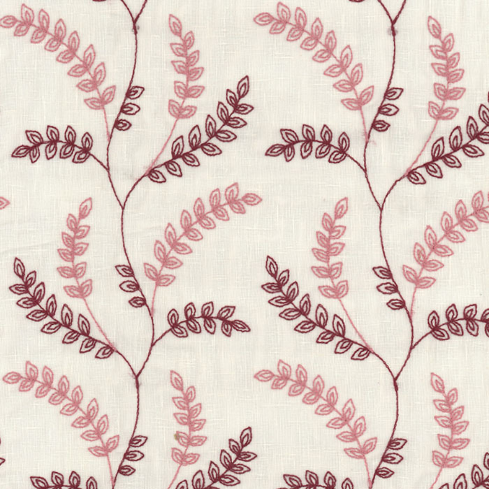 LUCY EMBROIDERY POLYESTER LEAF ALOWER SHEER CURTAIN FABRIC