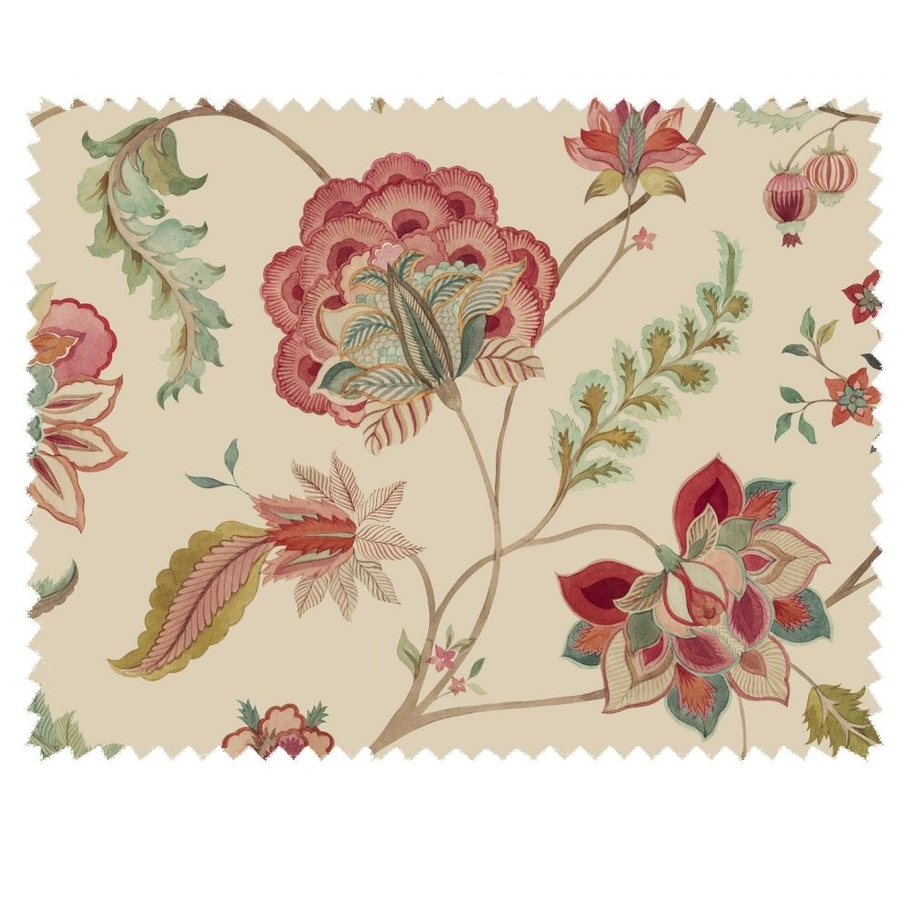 DURBAR VELVETS UPHOLSTERY BEIGE PRINT  FLOWER FABRICS 931