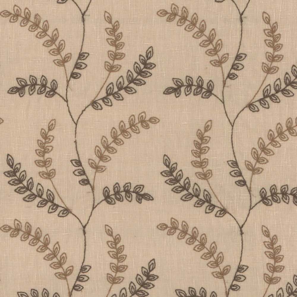 LUCY EMBROIDERY POLYESTER LEAF ALOWER SHEER CURTAIN FABRIC