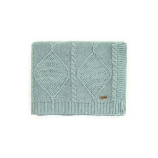 Cable Moss Knitted AC Throw Blanket Dull Blue