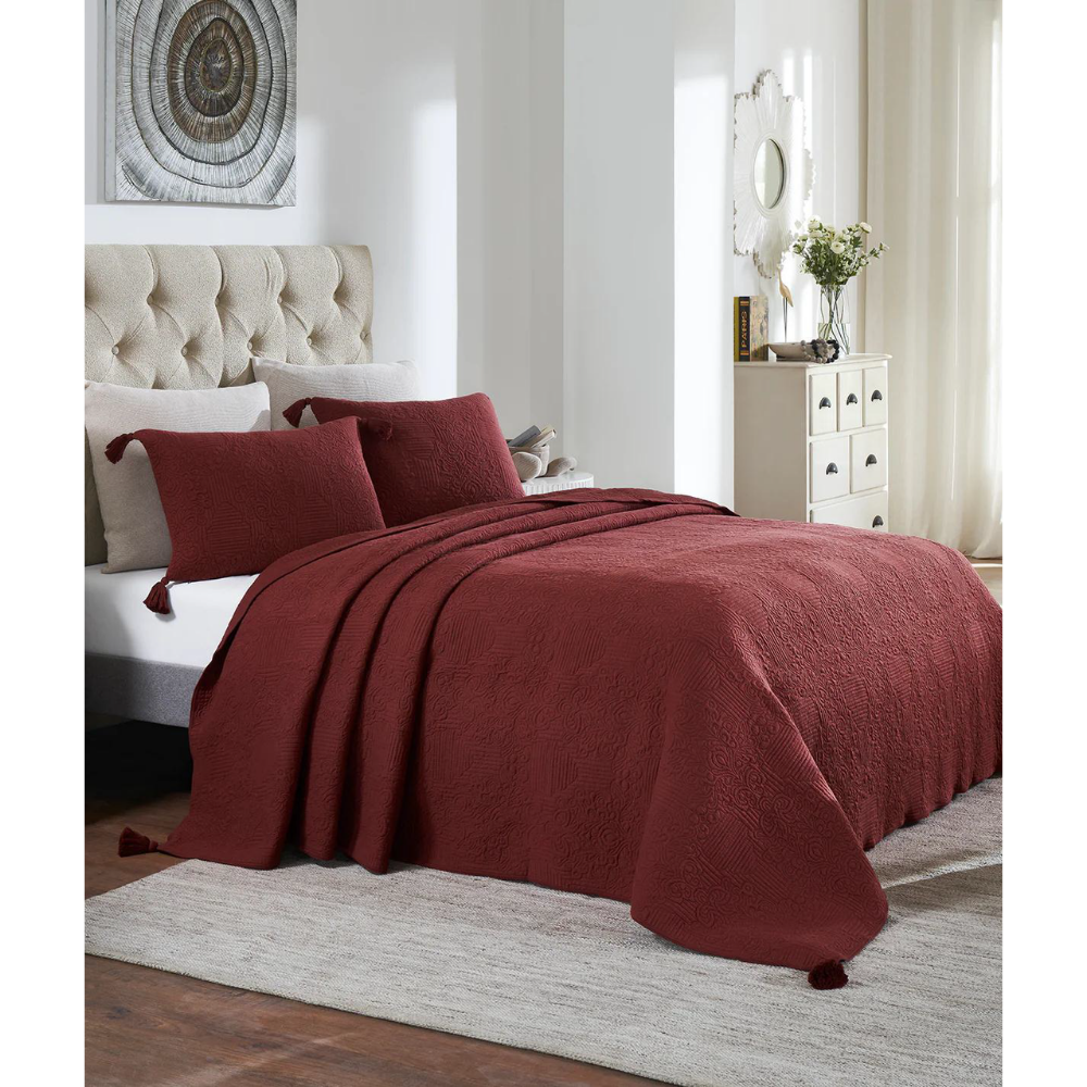 Antique King Size Bed Cover & 2 Pillow Covers (Set Of 3)