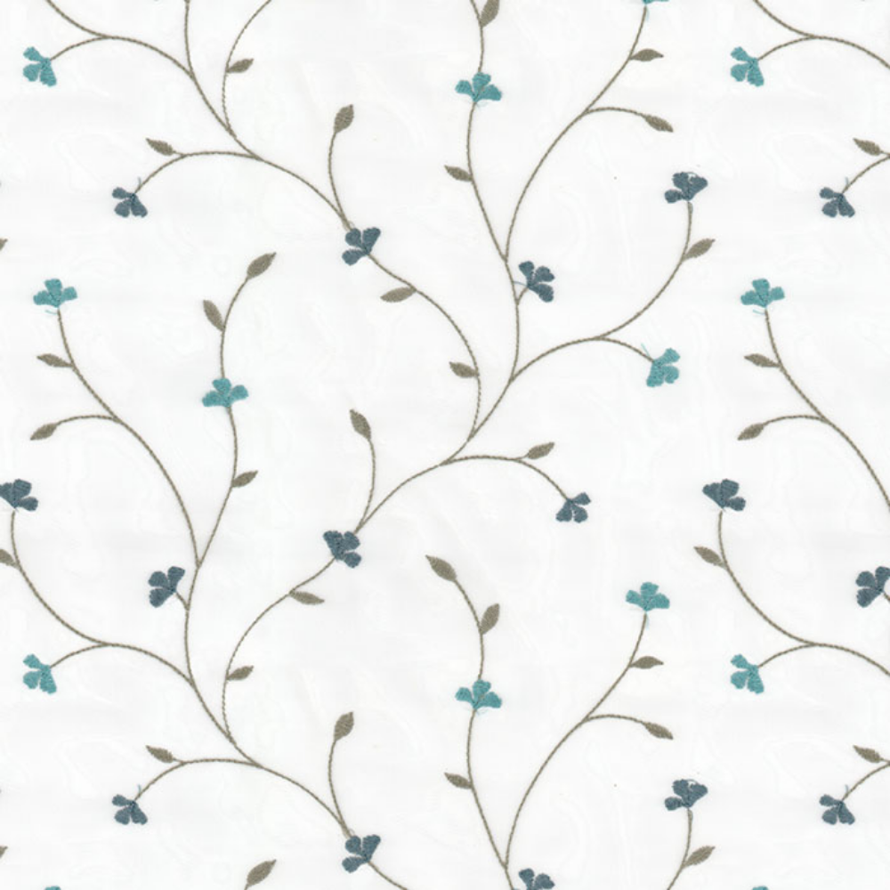 EMBROIDERY MAJESTIC LEAF ALLOWER POLYESTER SHEER CURTAIN FABRICS  A