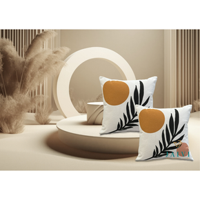 Printed Cushion Cover Conceal Zip CIRCLE BIG LEAF