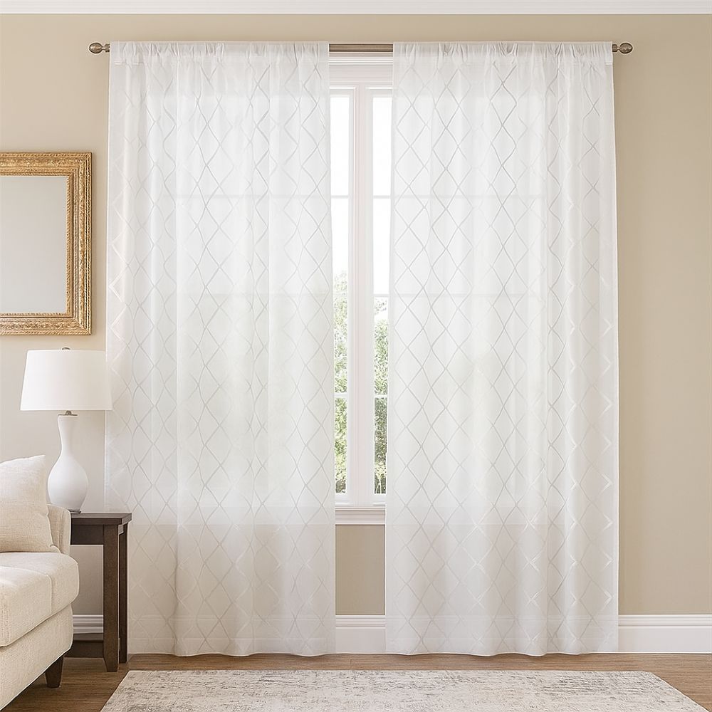 Oliver 49202  Sheer Curtain Fabric – 100% Polyester, Light & Elegant Drapery