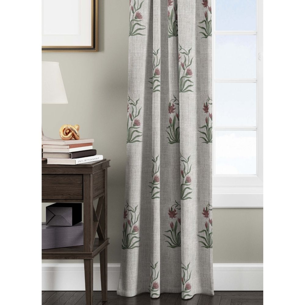 HAVELI  PRINTED POLYESTER FLOWRING BEIGE  CURTAIN FABRICS GL-919