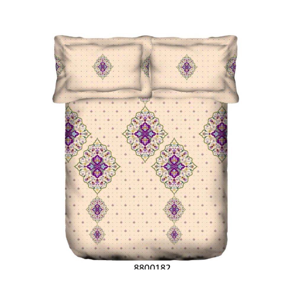 STELLAR DOUBLE BEDSHEET SUPER SOFT PRINTED COTTON LIGHT BROWN GEOMETRIC