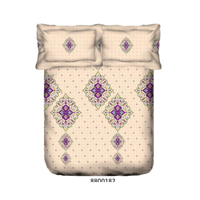 STELLAR DOUBLE BEDSHEET SUPER SOFT PRINTED COTTON LIGHT BROWN GEOMETRIC