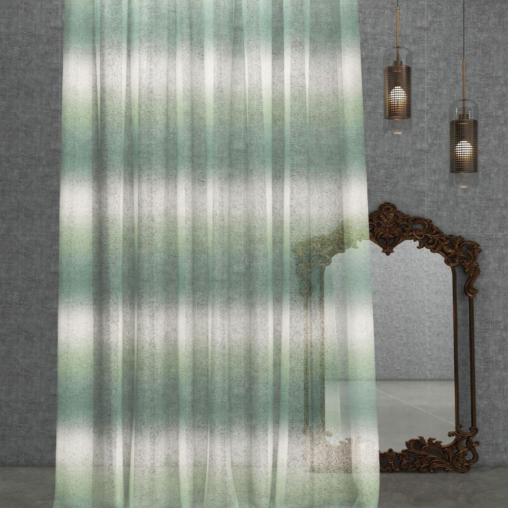 DEDAR SHEER CURTAIN POLYESTER GREEN ZIGZAG  FABRIC