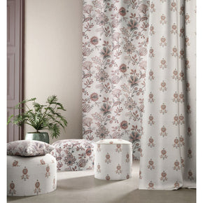CELINA COTTON VISCODE LINEN FLORAL CURTAIN  FABRIC 105