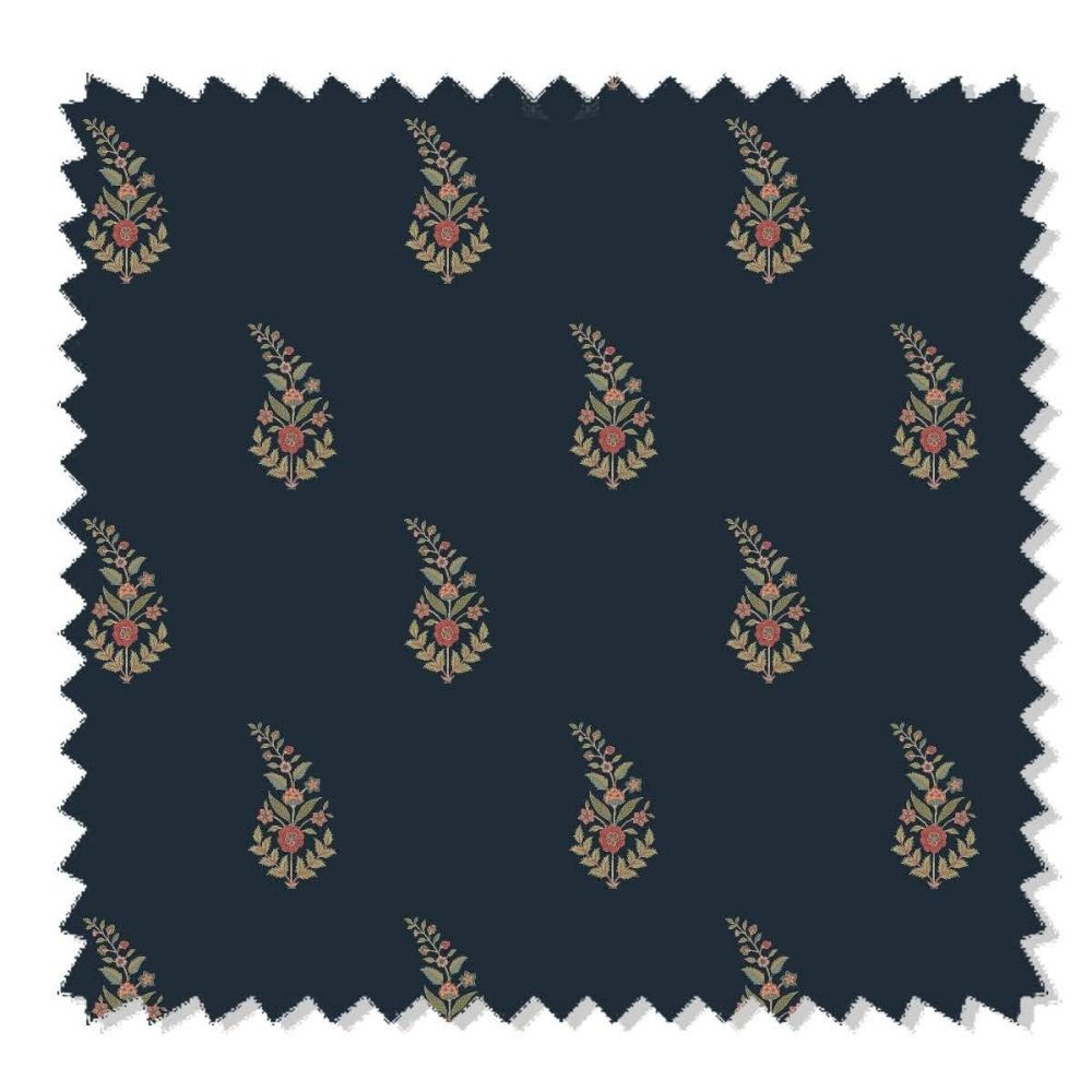 DURBAR VELVET UPHOLSTERY POLYESTER DARK BLUE GEOMETRIC  FABRICS 905