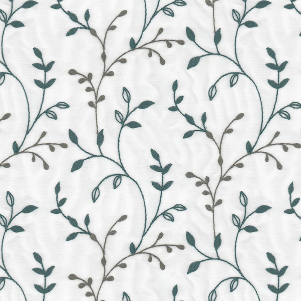 MORRIS POLYESTER EMBROIDERY COTTON LEAF ALOWER SHEER CURTAIN  FABRIC