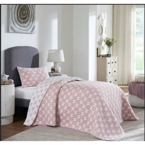 Ribbons Single Bed Size Bed Cover & 1 Pillow Cover (Set Of 2)