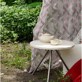 ARTISAN EMBROIDERY POLYESTER GEOMETRIC SHEER CURTAIN FABRIC